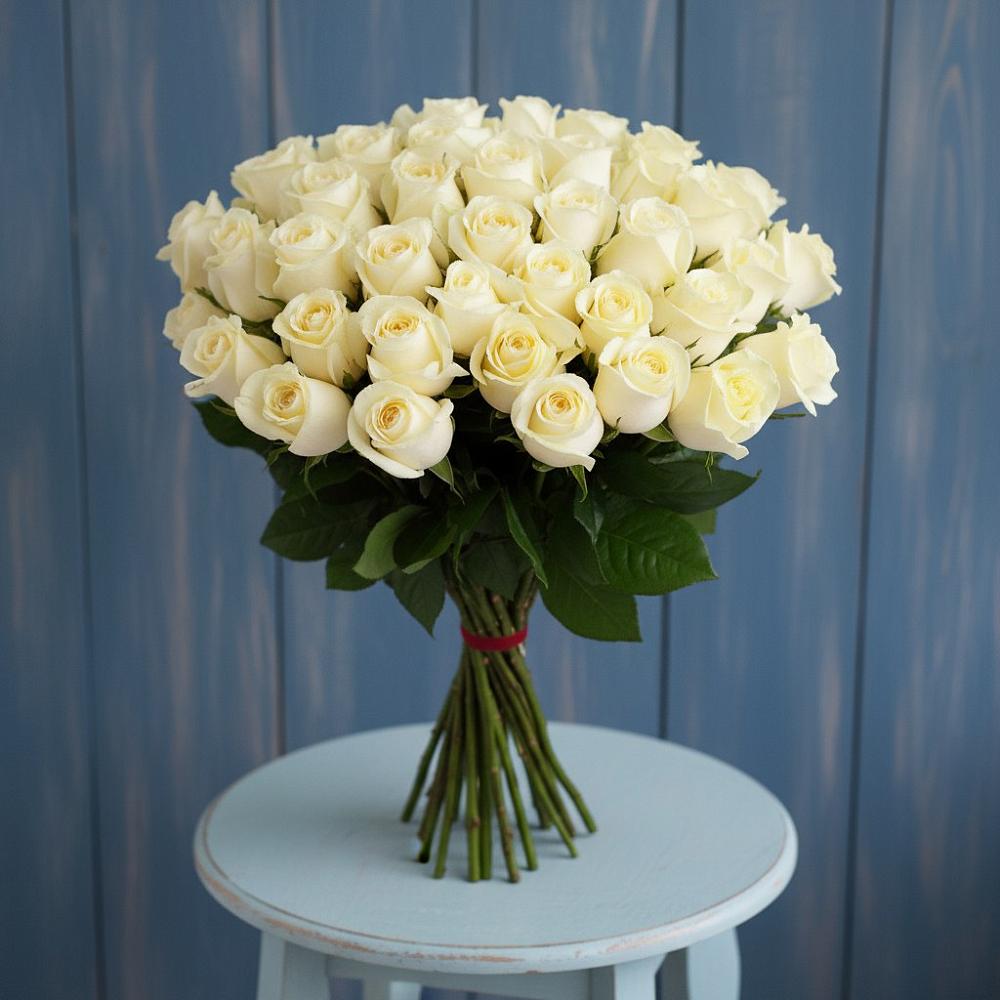 Букет 51 Белая роза Эдлесс Лав в Пижанке
