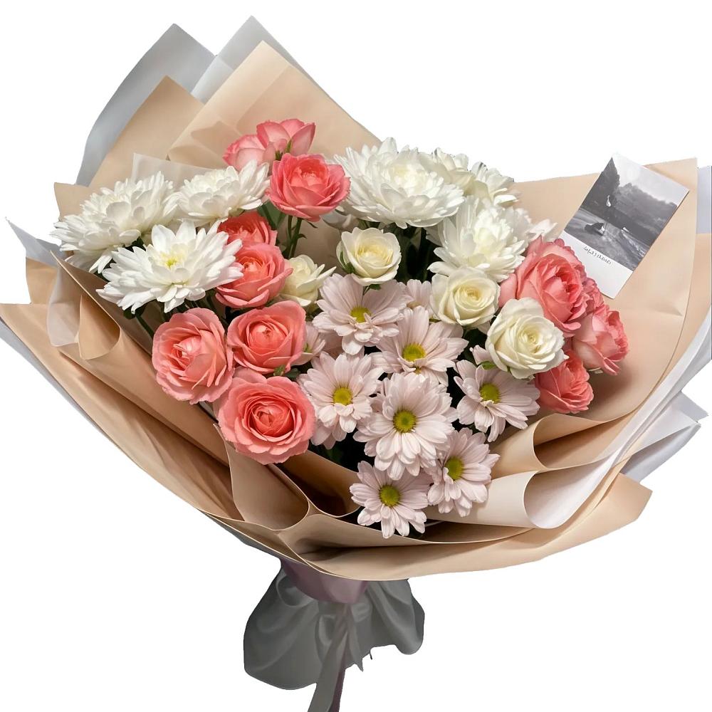 Букет цветов из: Розы и Хризантемы в Пижанке