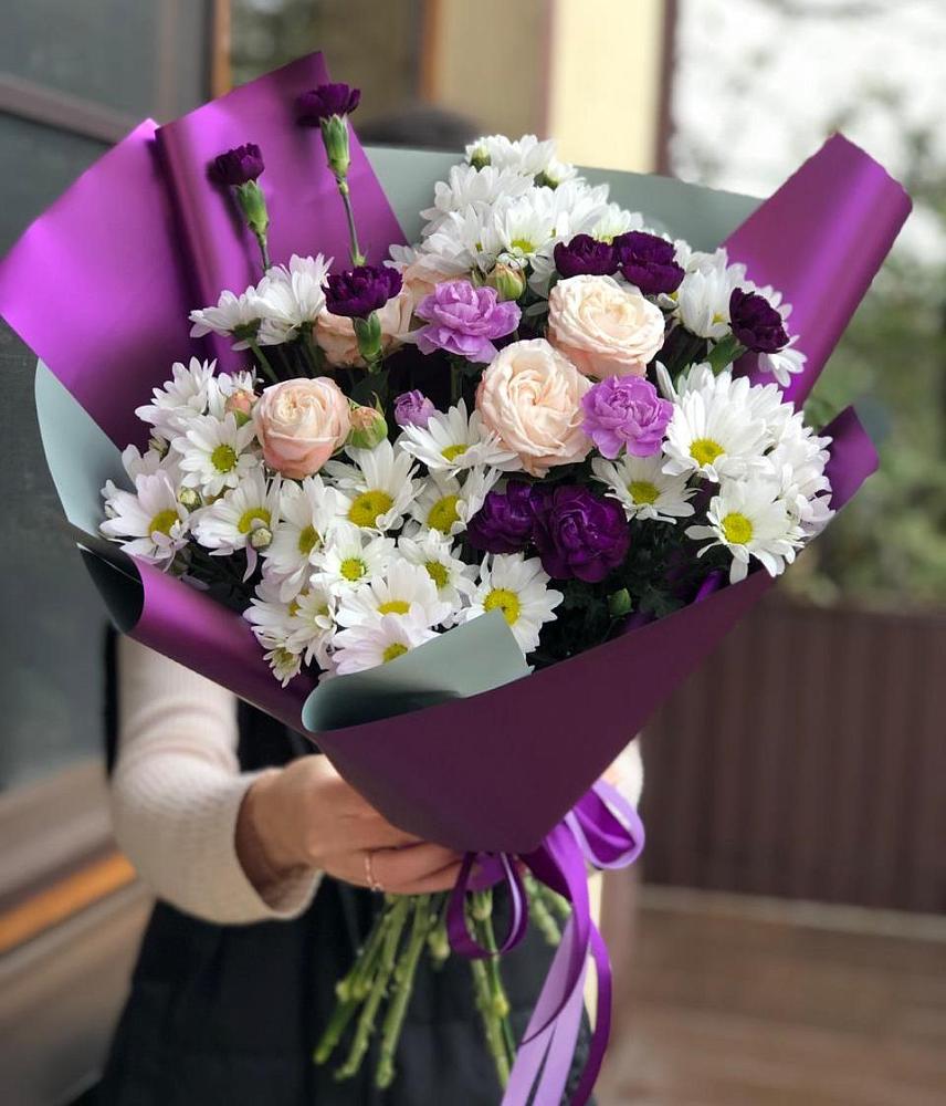 Букет цветов из: Хризантемы, Гвоздики и Розы в Пижанке