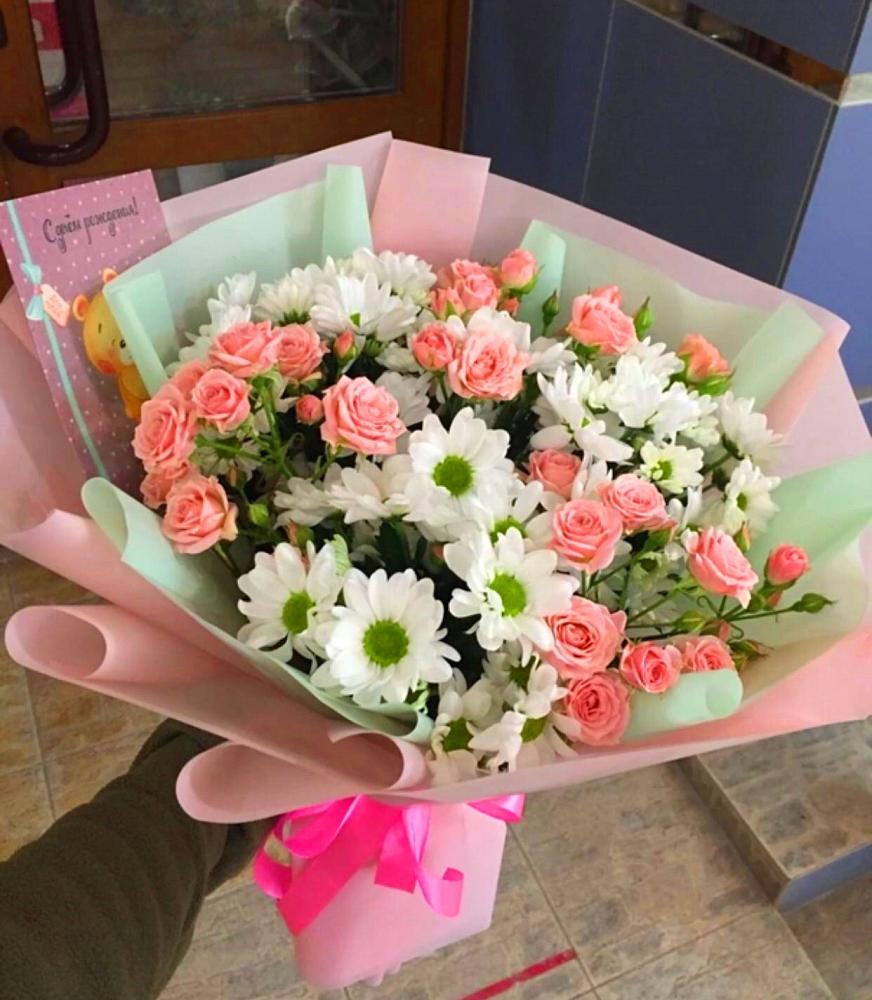 Букет цветов из: Розы и Хризантемы в Пижанке