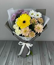 Букет цветов из:  Розы, Герберы и Хризантемы в Пижанке