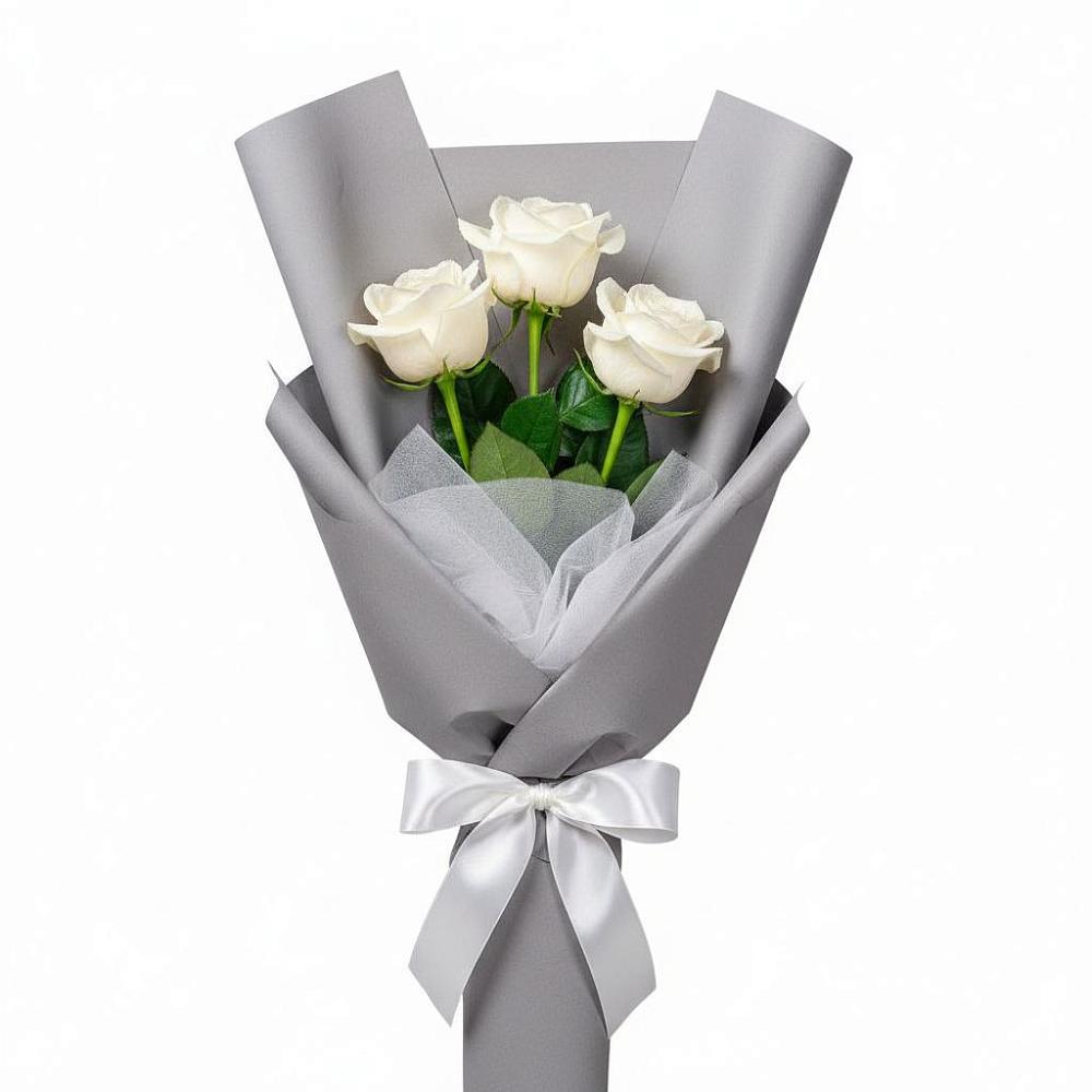 Букет 3 белые розы в Пижанке