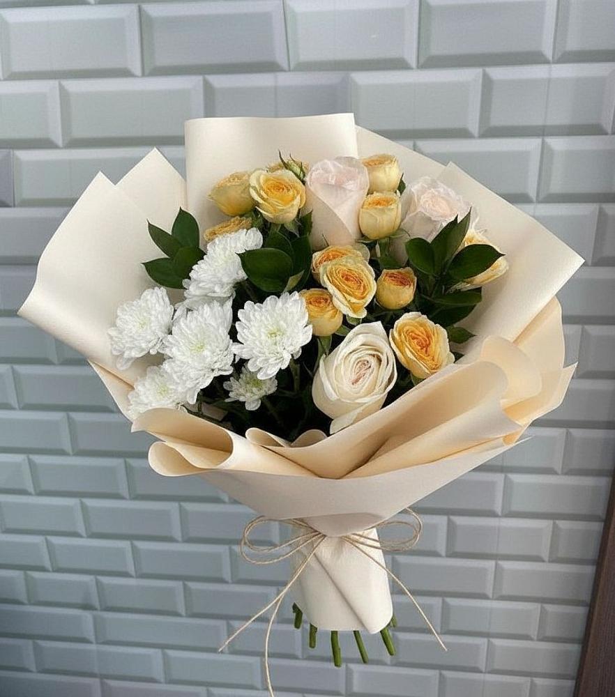 Букет цветов из: Розы и Хризантемы в Пижанке
