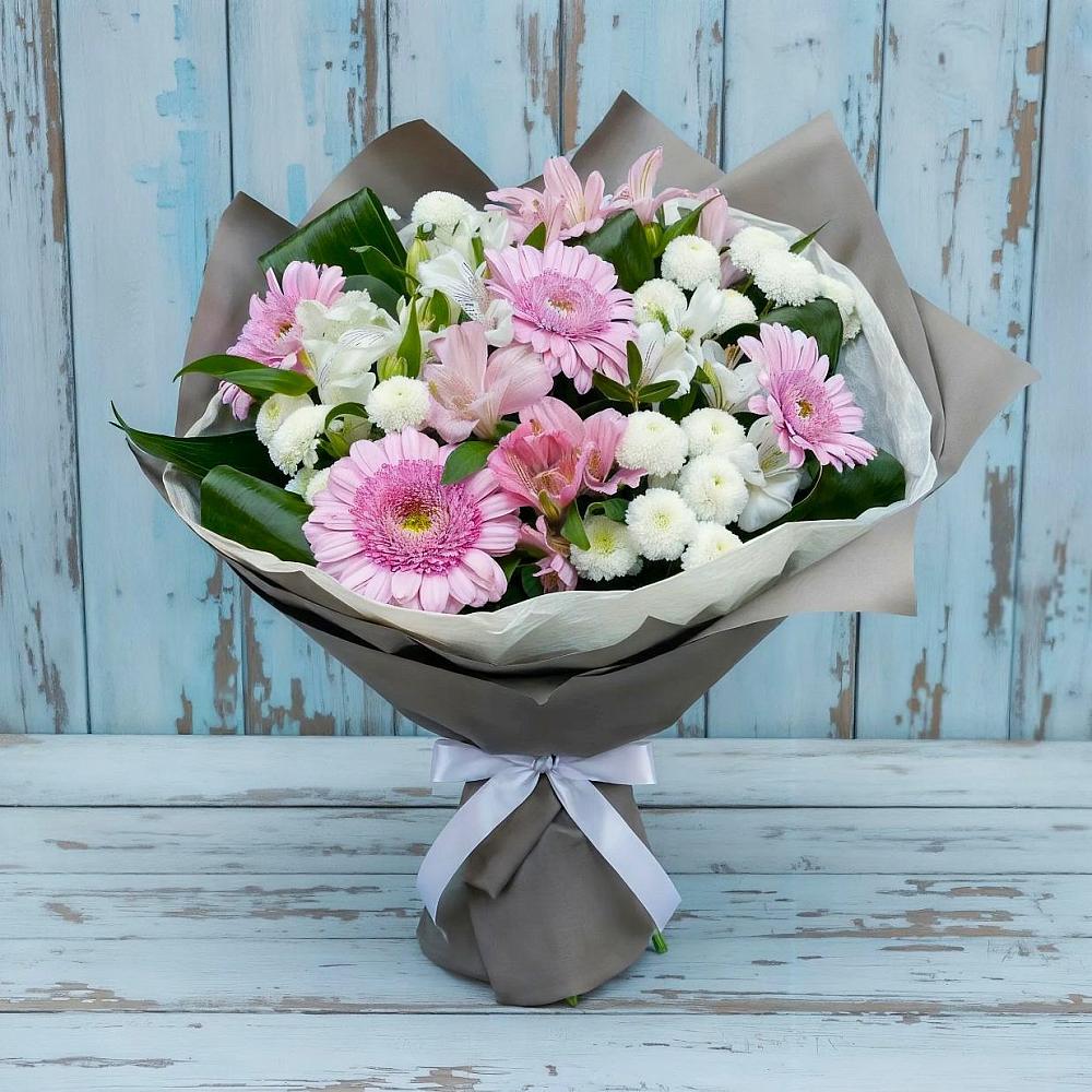 Букет цветов из: Герберы, Альстромерии и Хризантемы в Пижанке